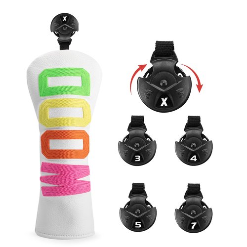 Golf Club Head Covers - 4 Options: Driver, 3 Wood, Hybrid - White Golf Driver Fairway Hybrid Head Cover (for Fairway | 1pc)