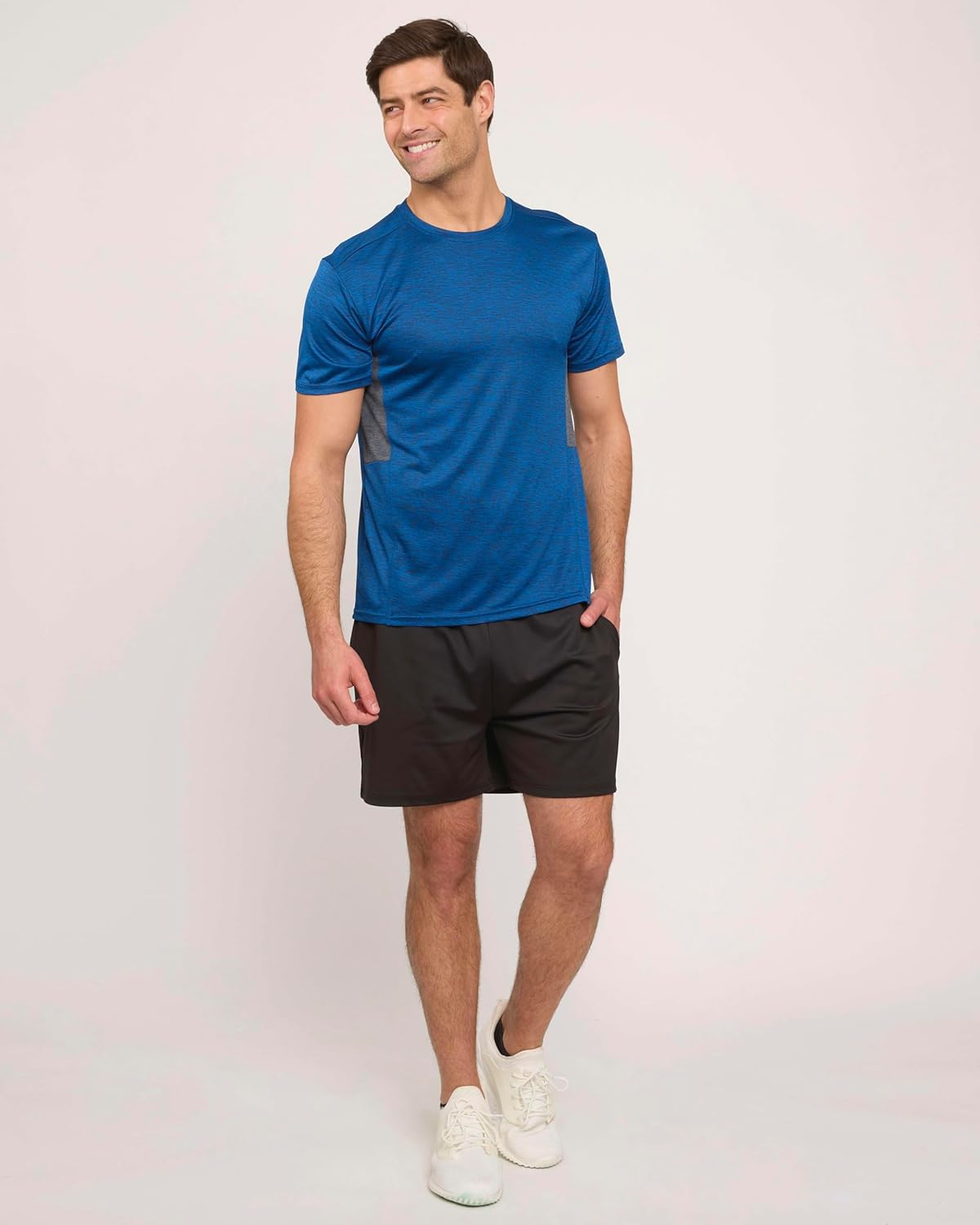 Real Essentials Men's Dry-Fit Short Sleeve Crew Neck T-Shirts - 5 Pack Athletic Workout Tees