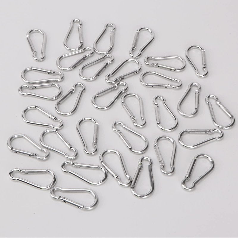 100pcs Mini Aluminum Bulk Carabiner Spring Clip Hook Keychain Buckle Pack Carabeaner for Camping Hiking Rv Fishing Bottle Backpack Traveling, Silver