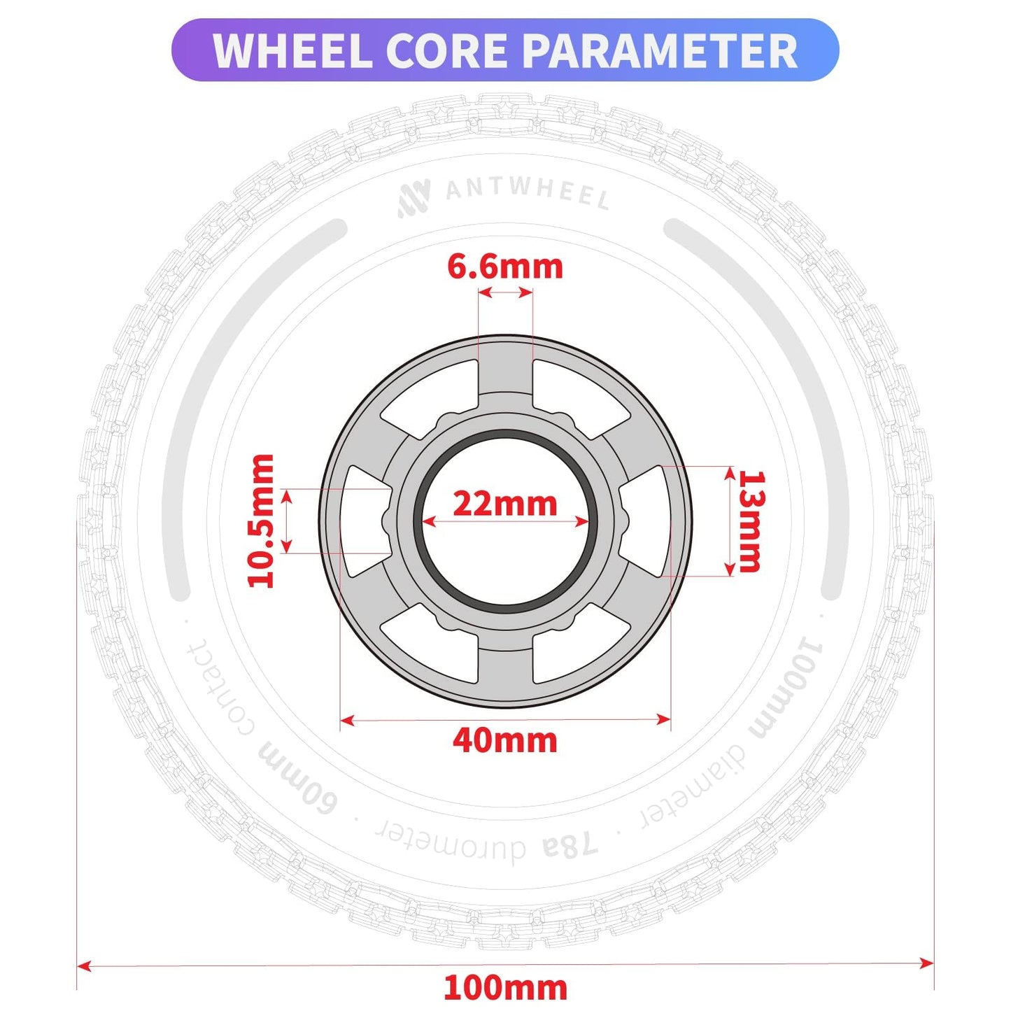 ANTWHEEL All-Terrain Longboard Wheels 100mm Electric Skateboard Wheels 78A high Rebound Urethane Wheels (All-Terrain Wheels)