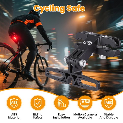 Electric Tail Light Bracket, Sports Camera Mount, ABS Stainless Steel, Safety Attachment, Bicycle Camera Holder for Cycling Enthusiasts