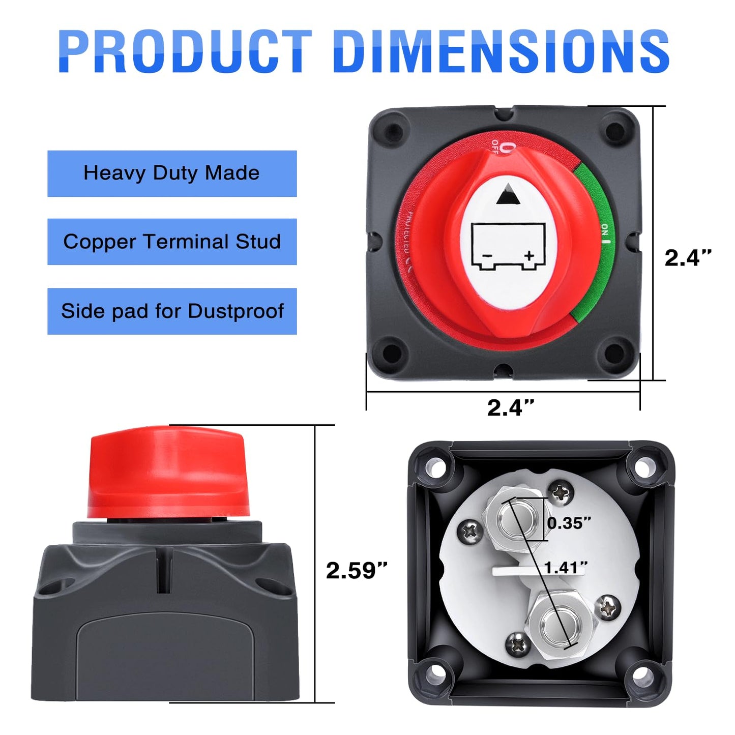 Nilight 2 Pack Heavy Duty Battery Switch | 12V/24V/48V 275A On/Off Power Cut Isolator for RV, Truck, Boat