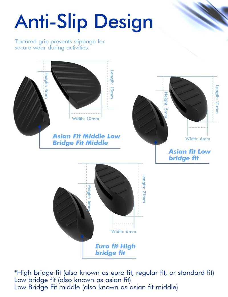 SAUCER Replacement Nose Pieces Pads for Oakley Forager OO9421 Sunglasses - Standard Black + Asian Fit Black