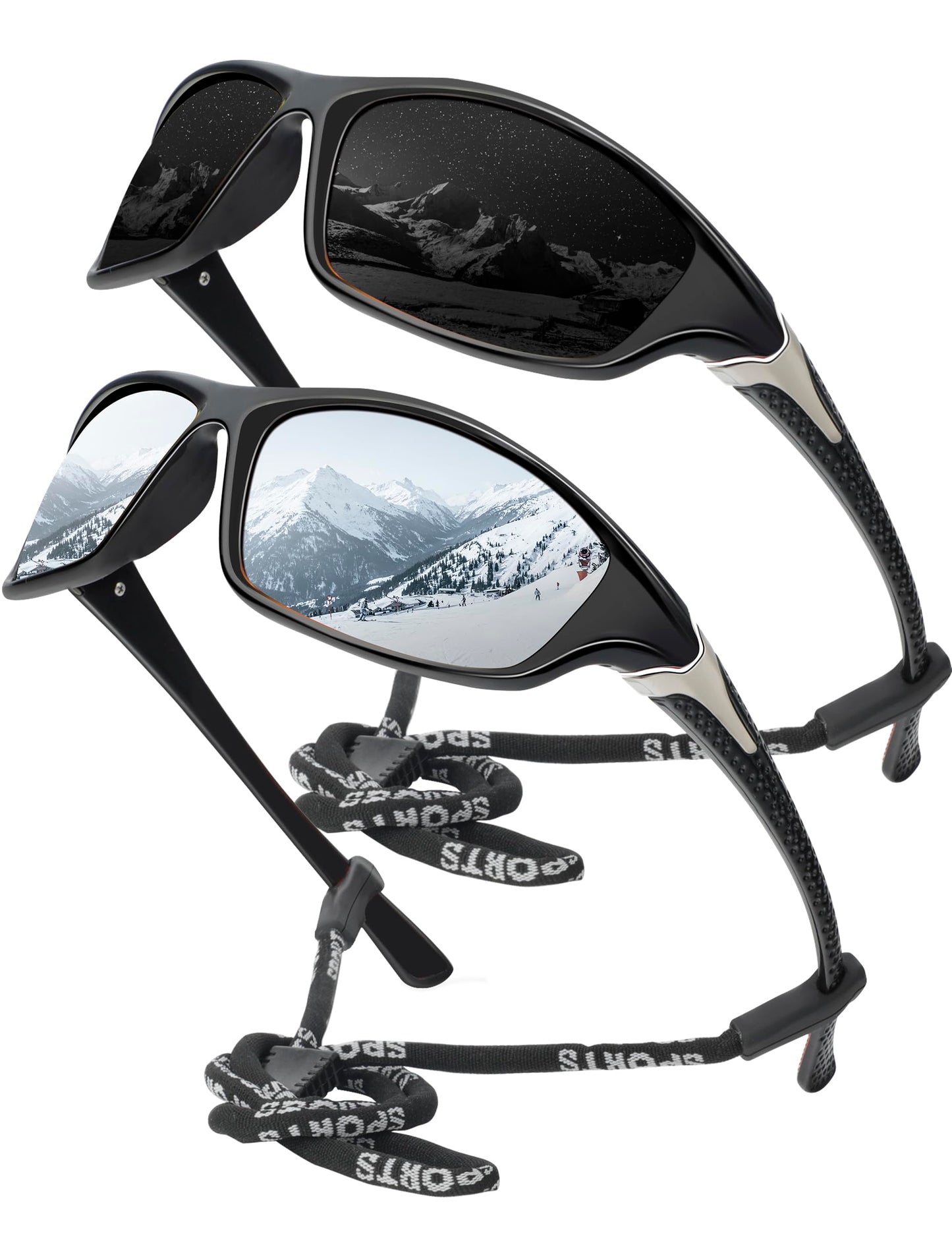 KALIYADI 2 Pack Polarized Sunglasses-Men Sports Sun-glasses: Mens Sunglasses UV Protection for Fishing Driving Cycling