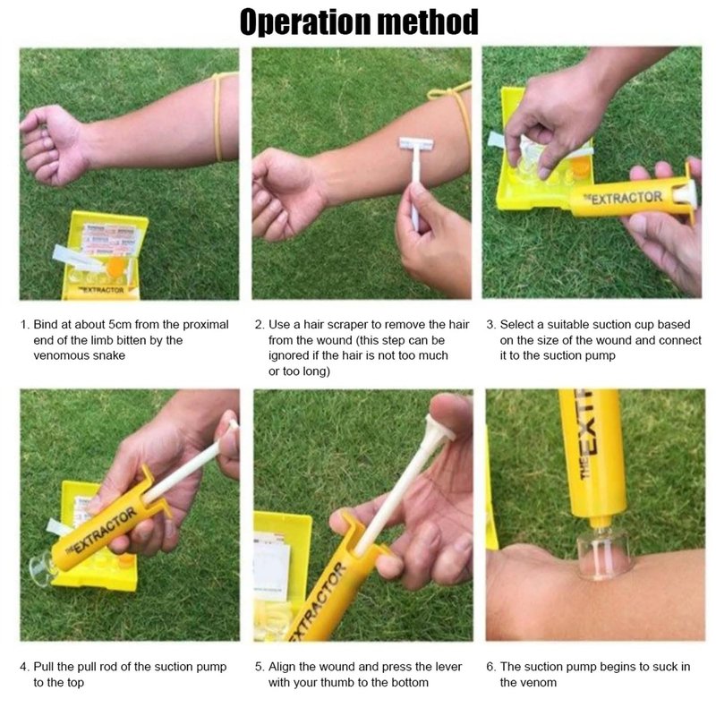 Snake Bite Kit, Bee Sting Kit, First aid kit, Venom Extractor Suction Pump, Bite and Sting First Aid for Hiking, Backpacking and Camping. (Yellow Kit)