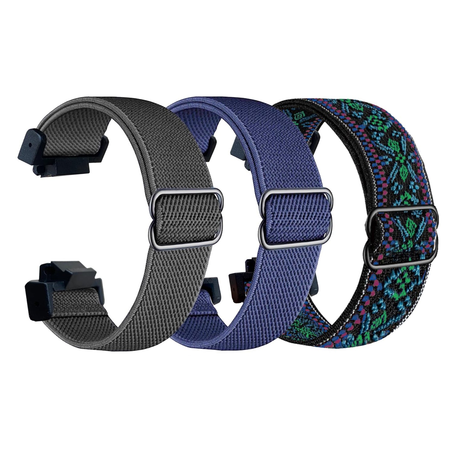 Elastic Watch Bands Compatible with Casio 16MM GA-100/G-5600/GA-300/GLS-100/GB-5600/GW-6900/G-Shock DW-5600/8900/GWM5610,Stretchy Soft Adjustable Replacement Nylon Strap (Black&Navy&Boho Teal)
