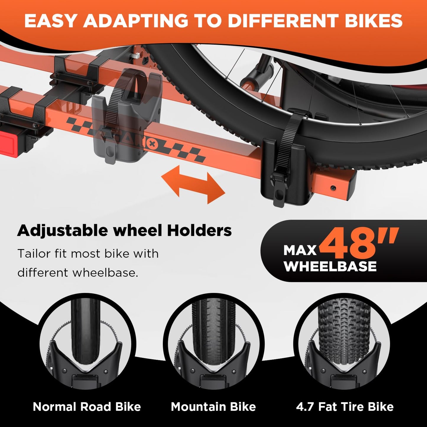 2-Bike Hitch Rack for Ebikes/Fat Tire, 200lbs, Tilting, Fits 2" Receiver