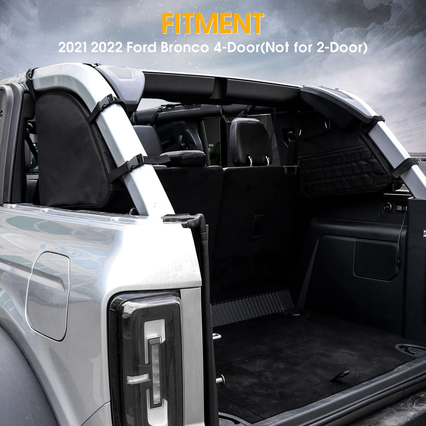 BESTAOO Roll Bar Storage Bag Cargo Cage for Ford Bronco 2021 2022 2023 2024 2025 2026 4 Door Accessories with Multi-Pockets Organizers & Cargo Bag Saddlebag Tool Kit