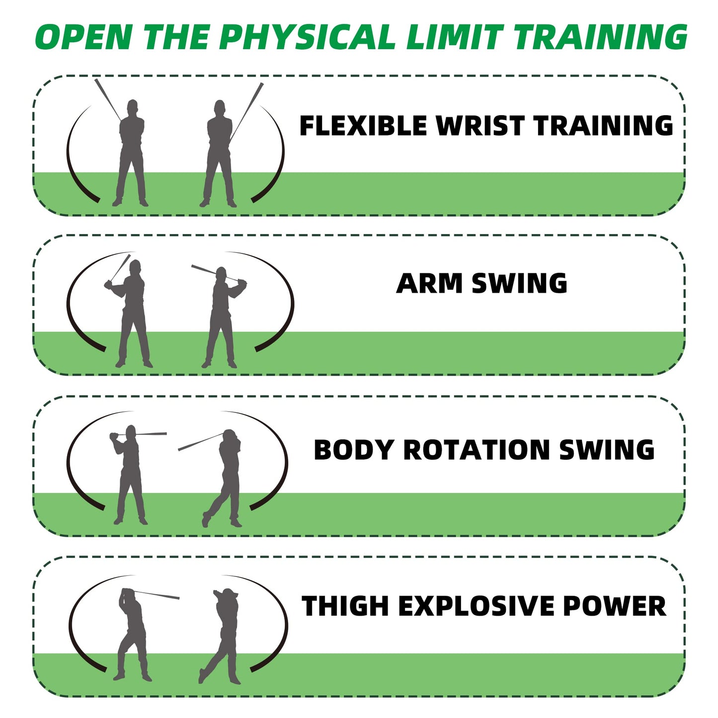 OLE ANDIGO Golf Swing Trainer Pro Golf Bat Carbon Fiber Golf Swing Training Aid,Increase Club Head Speed,Golf Warm-Up Stick,Strength and Tempo Training Golf Accessories for Men Women (Green)
