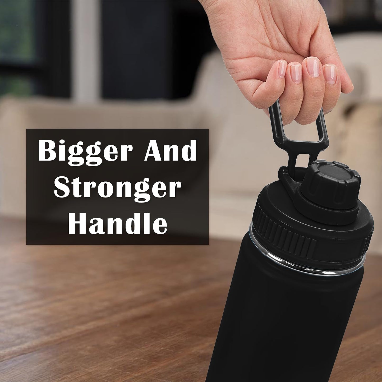XccMe Spout Lid for Hydro Flask Wide Mouth Sport Water Bottles,Replacement Lids for Most 12,14,16,18,20,22,32,40,64oz Wide Mouth Water Bottles with Handle Easy to Carry (Black)