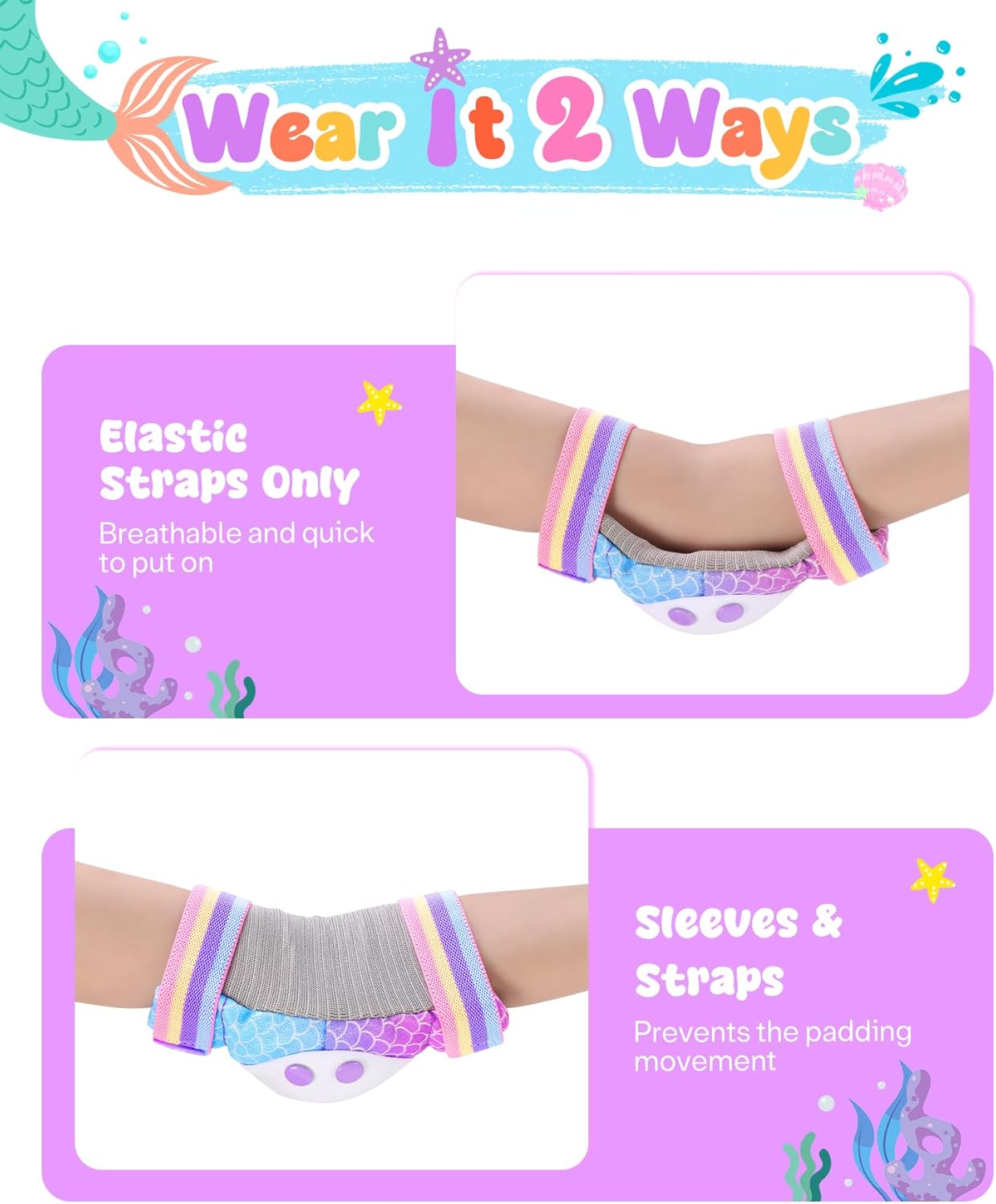 ZOOBLISS Kids Protective Gear Set - Toddler Knee and Elbow Pads with Wrist Guards for Skating | Rainbow