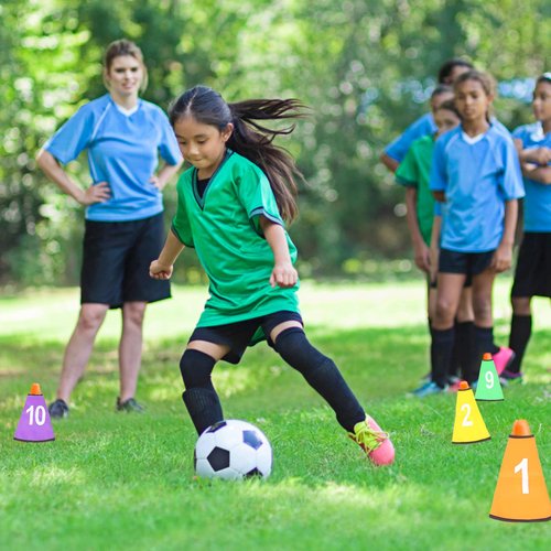 ibasenice 10 Pcs Numbered Cone Covers Sports Cones Covers Soccer Cone Collar Traffic Cones Training Marker Cone Number Cover for Soccer Basketball Football Outdoor Game