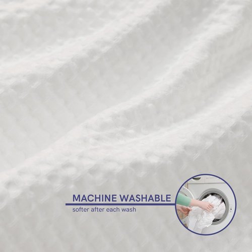 YnM Cotton Waffle Weave Duvet Cover for Weighted Blankets with 16 Strings (Coconut White, 60''x80'')