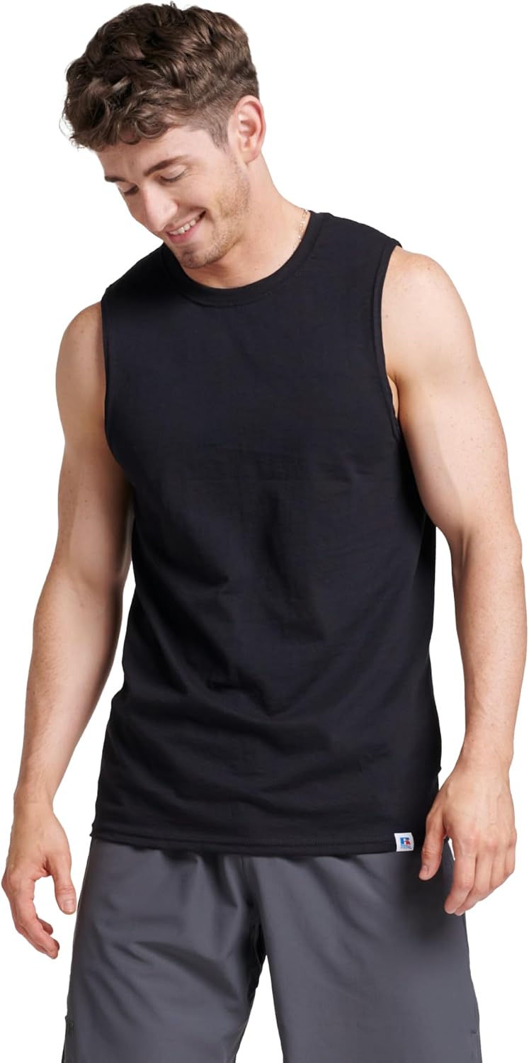 Russell Athletic Men's Sleeveless Muscle Shirts - Moisture-Wicking, Odor Protection, UPF 30+, Sizes S-4X