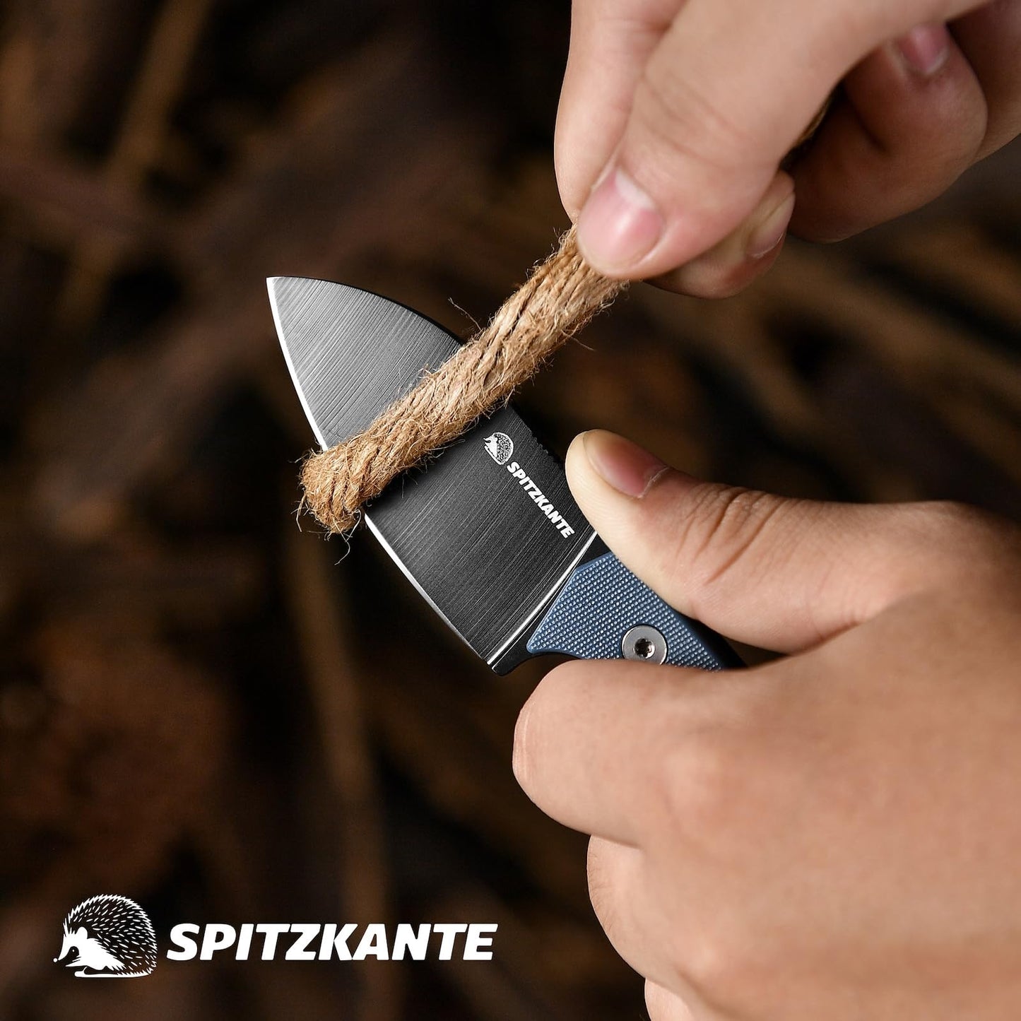 SPITZKANTE P-DA Neck Knife with Sheath and Necklace, EDC Fixed Blade Knife with 2.8" 5Cr14MoV Stainless Steel, Black Handle for Outdoor Use