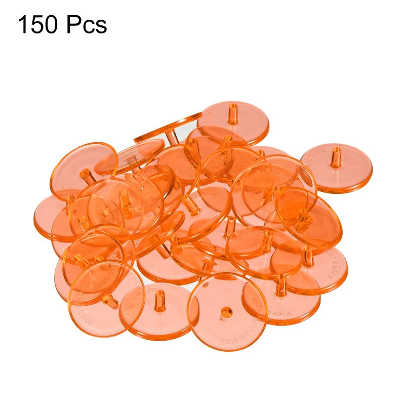 PATIKIL Golf Ball Marker, 150 Pack 24mm Round Transparent Flat Position Mark Places Marking Tool Golf Sport Accessory, Orange