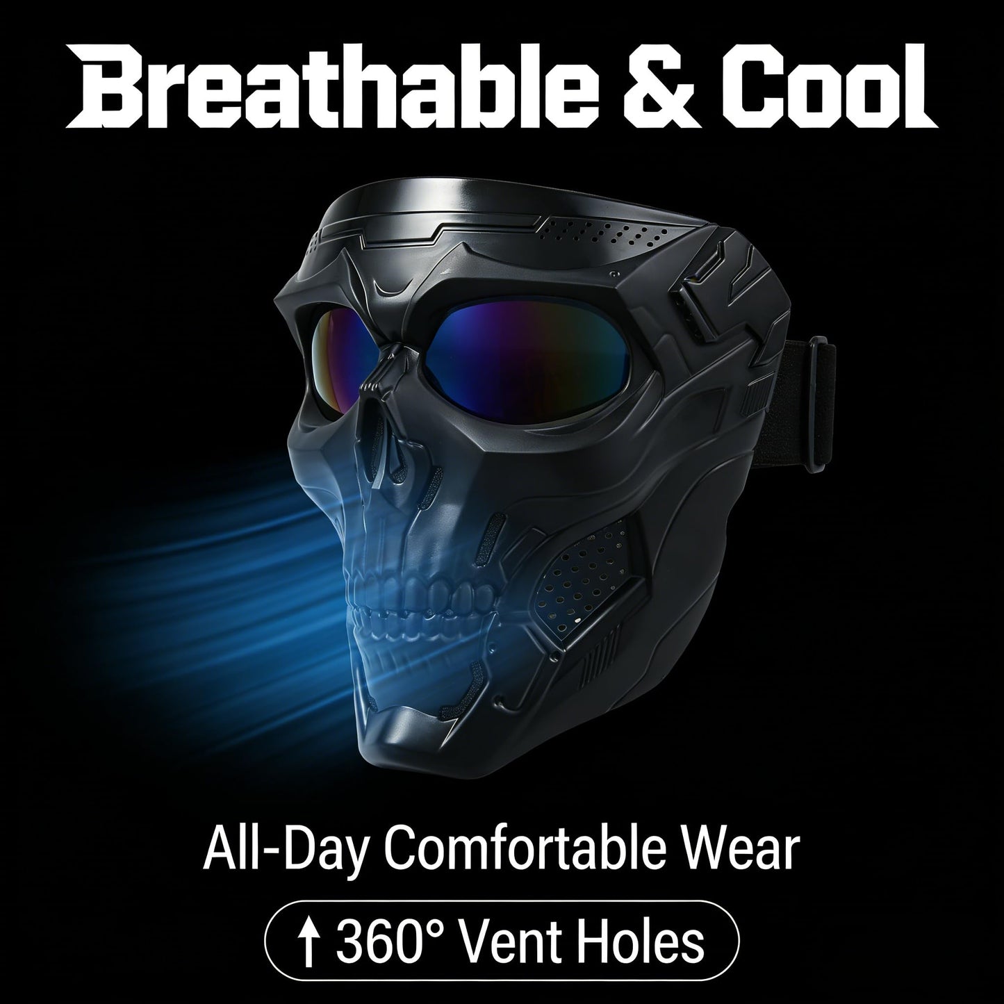 Airsoft Mask Full Face with HD Goggle Skull Skeleton Paintball Mask for Halloween Cosplay Paintball Game Props Party Tactical Mask