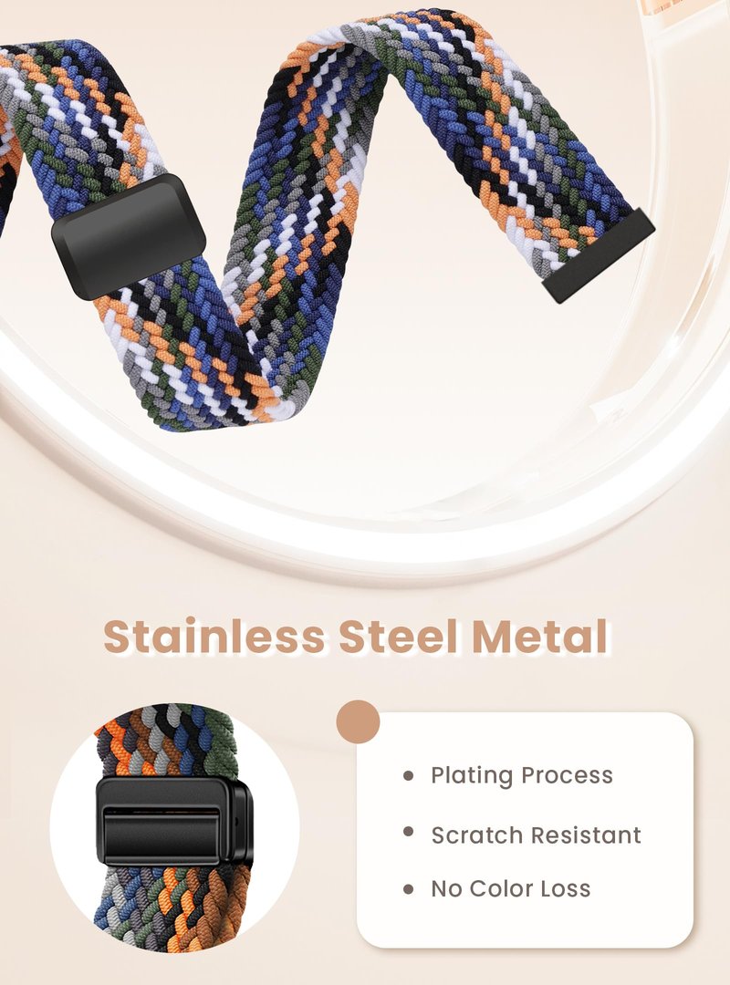 Yeahxing Braided Bands Compatible with Fitbit Versa 4/Fitbit Versa 3/Sense 2/Sense 1,Soft Stretchy Elastic Nylon Wristband Sport Loop Strap for Women Men