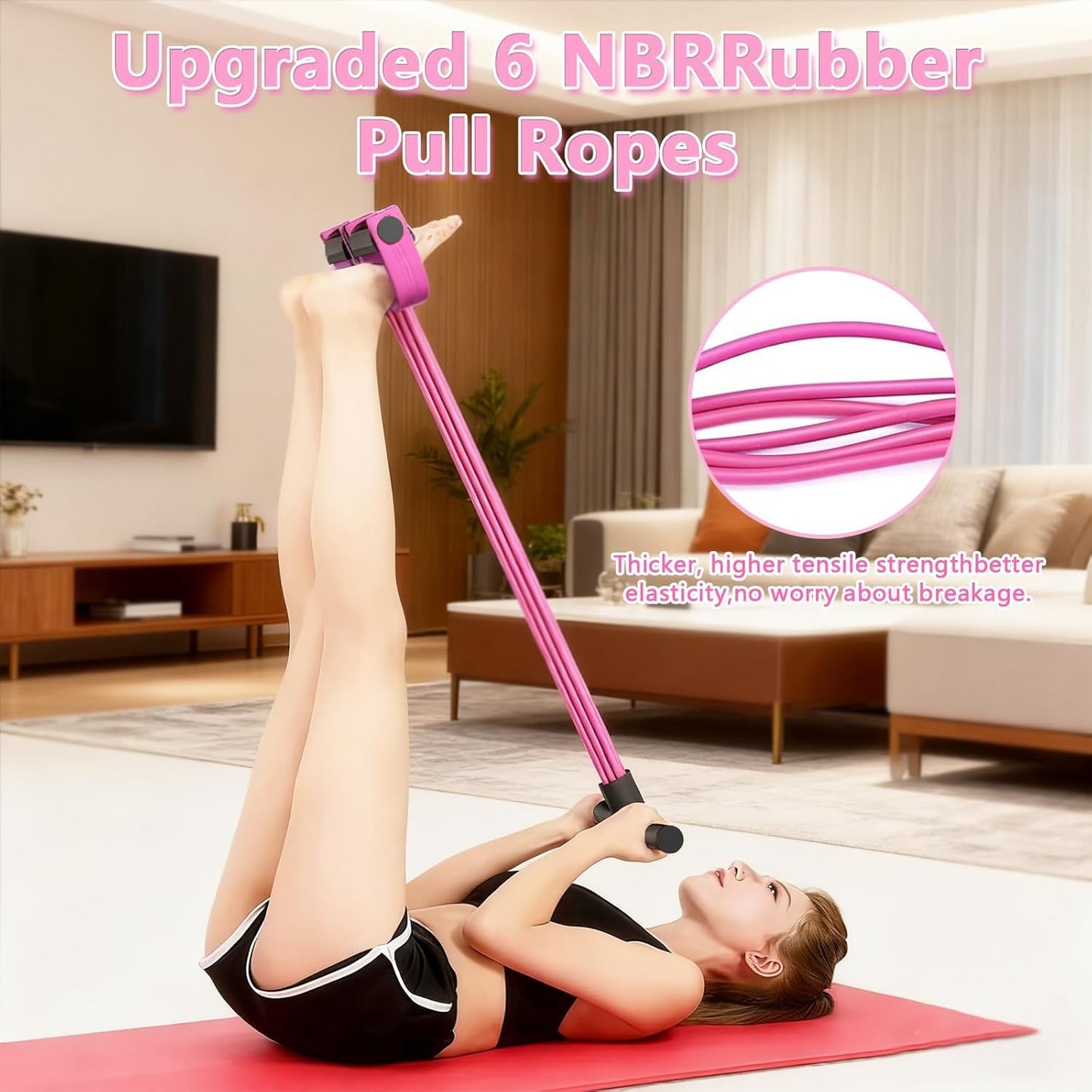 Pedal Resistance Band by [Brand Name] - Natural Rubber Foot Resistance Training with Handles | Pink