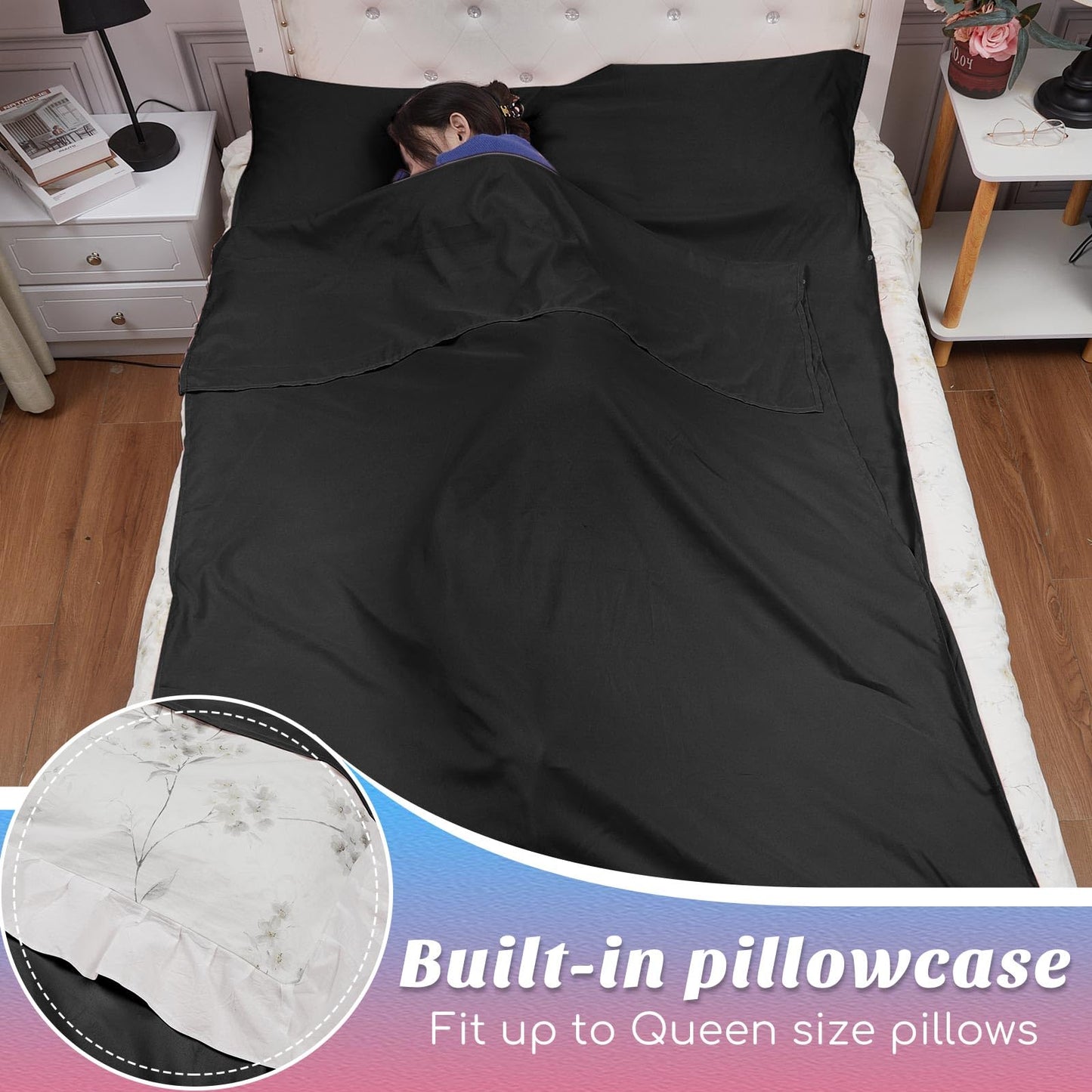 Irenare Self Tan Sleep Sack Reusable Body Self Tanners Lightweight Breathable Tanning Sleeping Sack for Bed Travel Sleeping Bag(Black)