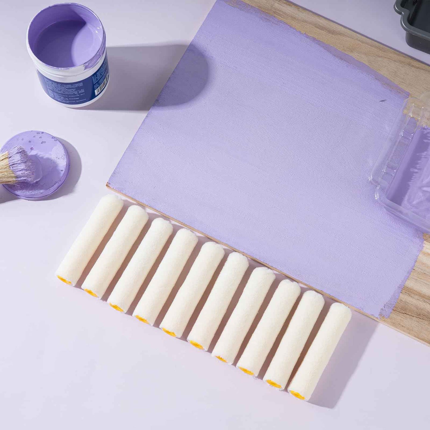 Mister Rui Paint Roller, 4 Inch Paint Roller Wool Blend, 30 Pack, 4mm Short Nap, Small Paint Roller Covers, Reusable Mini Paint Rollers for Use with All Paints and Stains