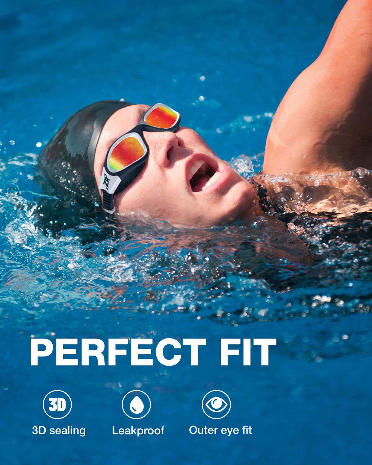 ZIONOR Swim Goggles, Upgraded G1 Polarized Swimming Goggles Anti-fog for Adult Men Women B6 (Polarized + Mirror Red)
