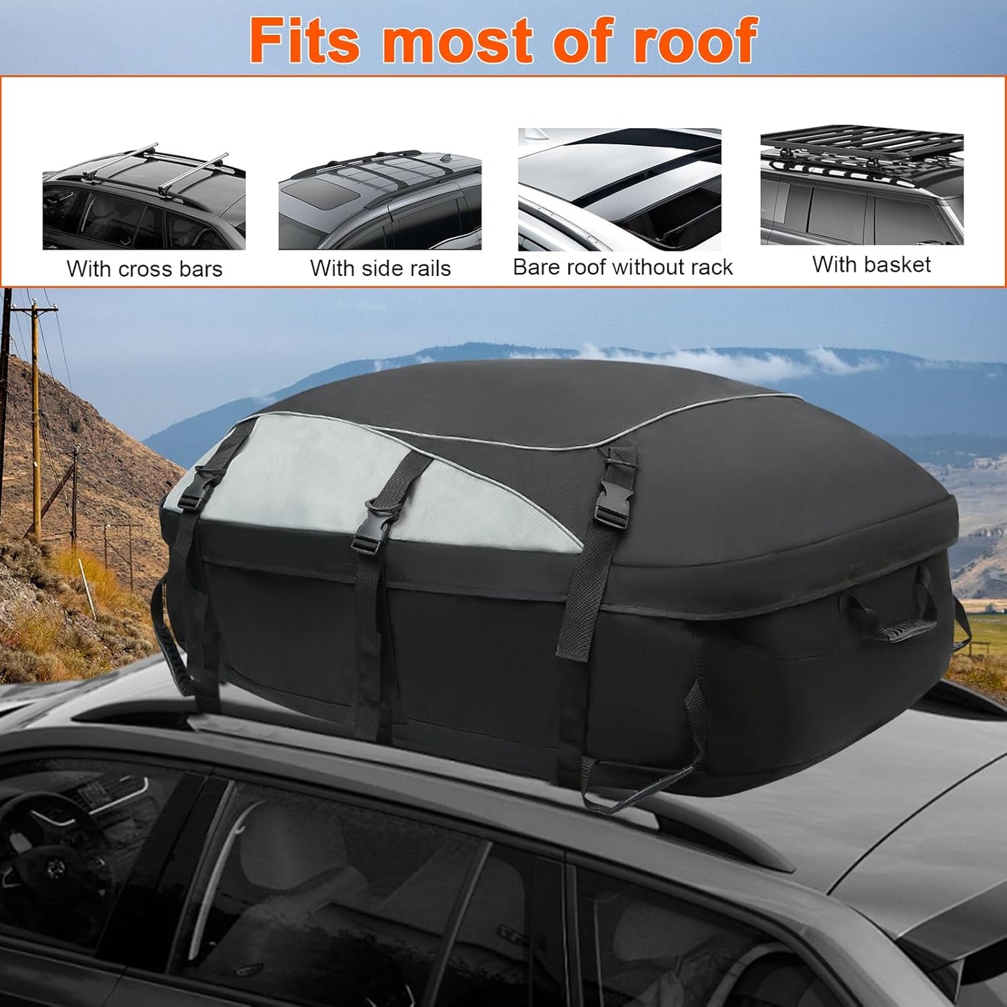 Skiennix Waterproof Car Rooftop Cargo Carrier Bag - 15 Cubic Feet Capacity for Easy Travel