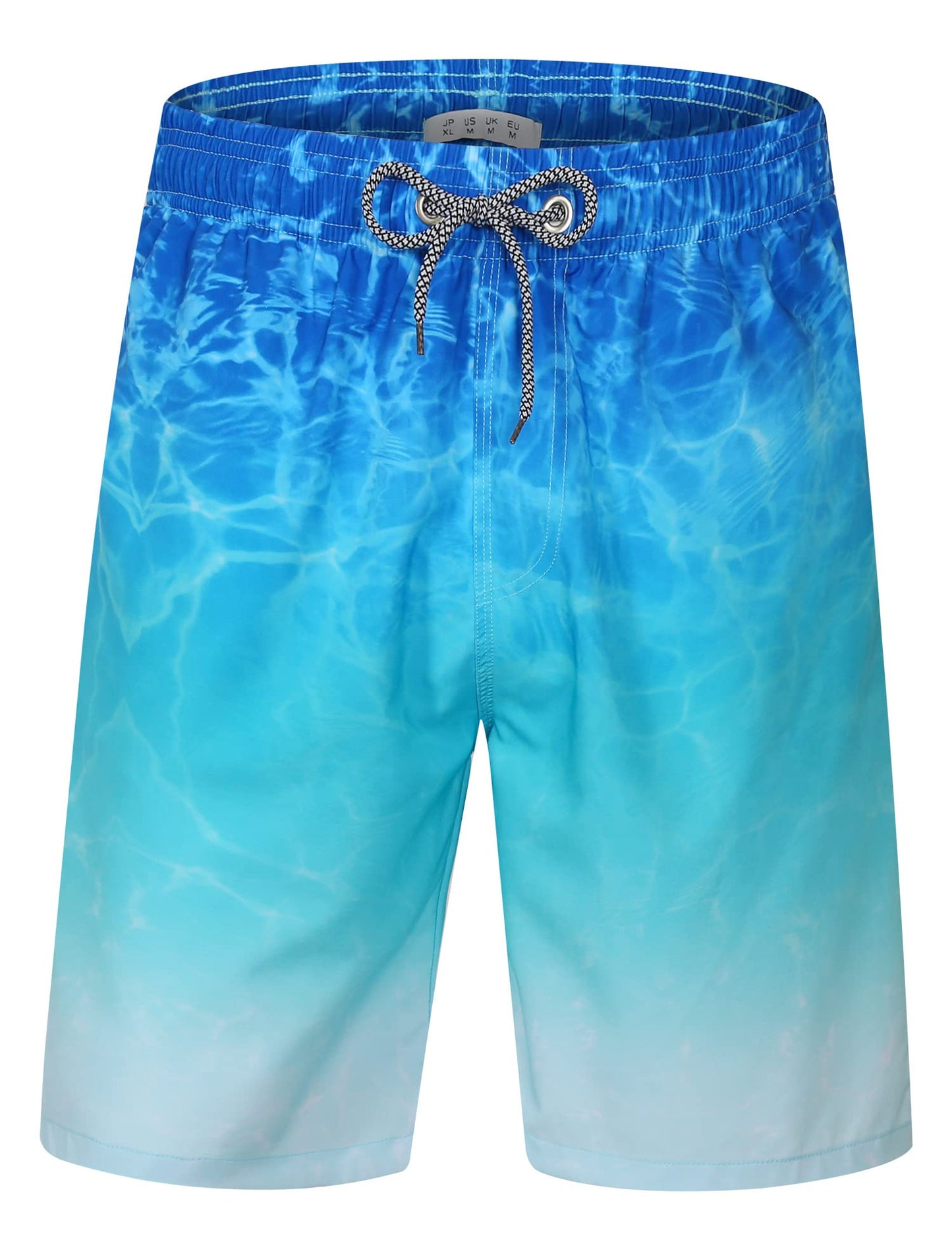 ELETOP Men's Swim Trunks Quick Dry Bathing Suit Swimming Board Shorts Mesh Lining Beach Swimwear Ripple Gradient Blue 4XL