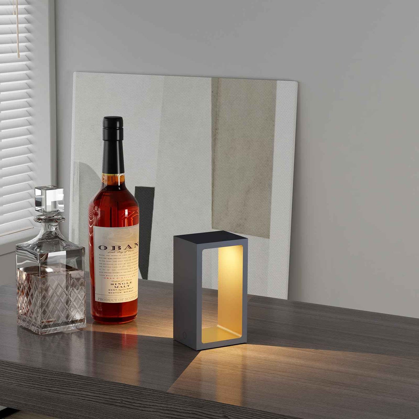 Minimalist Portable Cordless LED Desk Lamp, Adjustable Brightness Bedside Night Light, 7" High Aluminum Metal Table Lamp Battery Operated, Rechargeable Wireless Table Lamp for Home (Black + Gold)