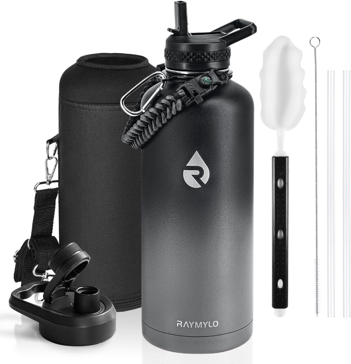 RAYMYLO Insulated Water Bottle - 87 oz Triple Wall Vacuum Stainless Steel | Keeps Drinks Cold for 48 Hrs, Leak Proof, Dark Grey