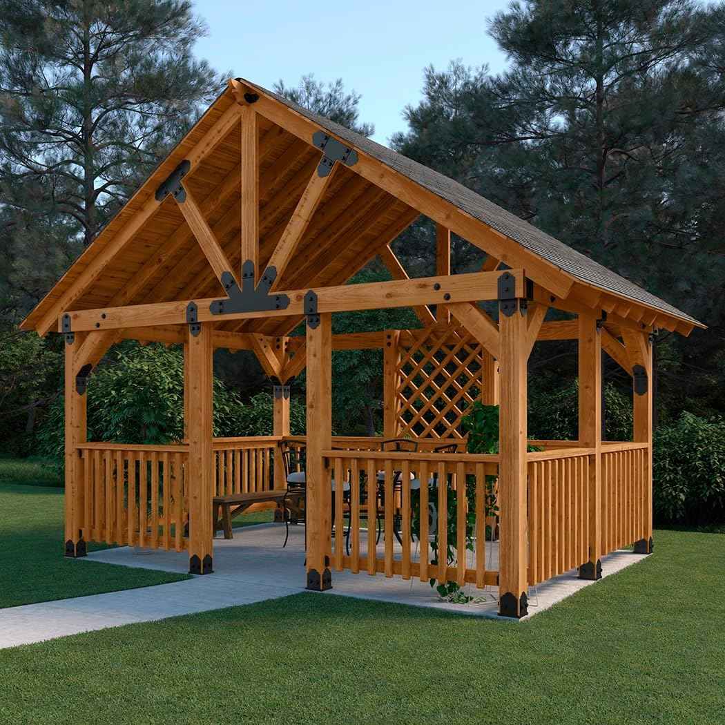 Ozco Laredo Sunset Lite 6x6 Post Base Kit - Galvanized Steel with Decorative Plates & Screws
