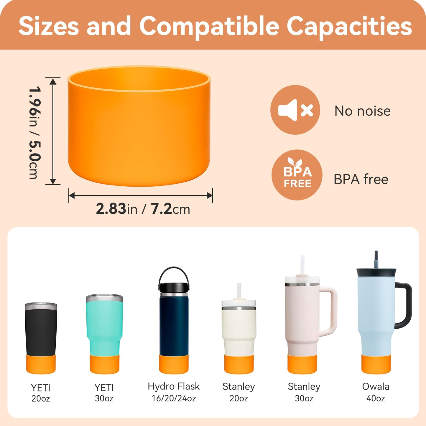 2Pack Silicone Boot Protector for Owala 24/40oz Travel Tumbler, 12oz Bottle