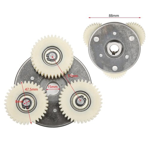 Gear Clutch Kit, Durable 36T Nylon Gears with Bearings, Electric Motor Parts 3-Piece Set for 500W E-Bikes Scooters and Electric Vehicles
