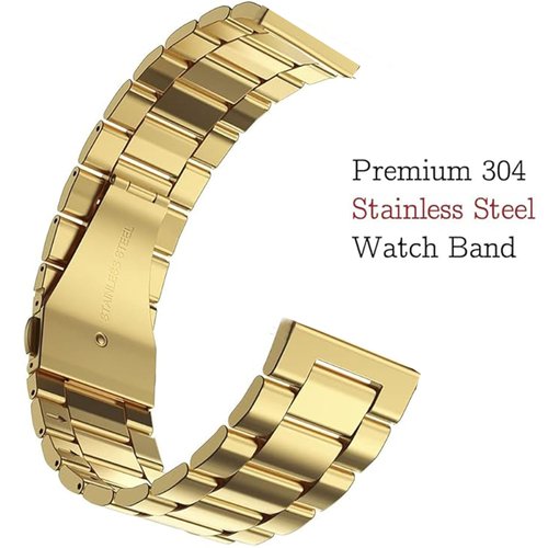 Compatible with IOWODO R30 Pro Bands, Lamshaw 20mm Stainless Steel Metal Replacement Strap Bracelet Compatible with IOWODO R30 Pro, R50 / Compatible for Blackview R50 / Compatible for RLQA 54 1.83" Smart Watch (Gold)