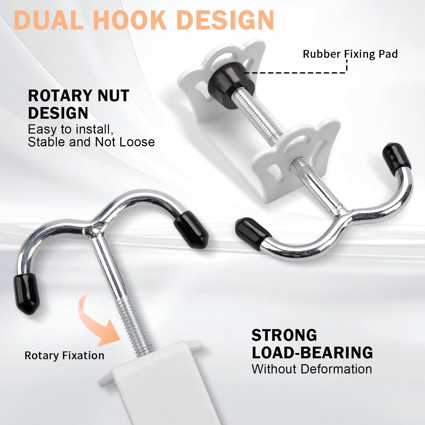 2 Pack Heavy-Duty Purse Hooks for Table & Desk - 100lb Capacity High-Strength Alloy Hanger, Multi-Use Bag Holder for Handbag, Backpack, Headphone, Umbrellas, Office Table Accessories (Cloud White)