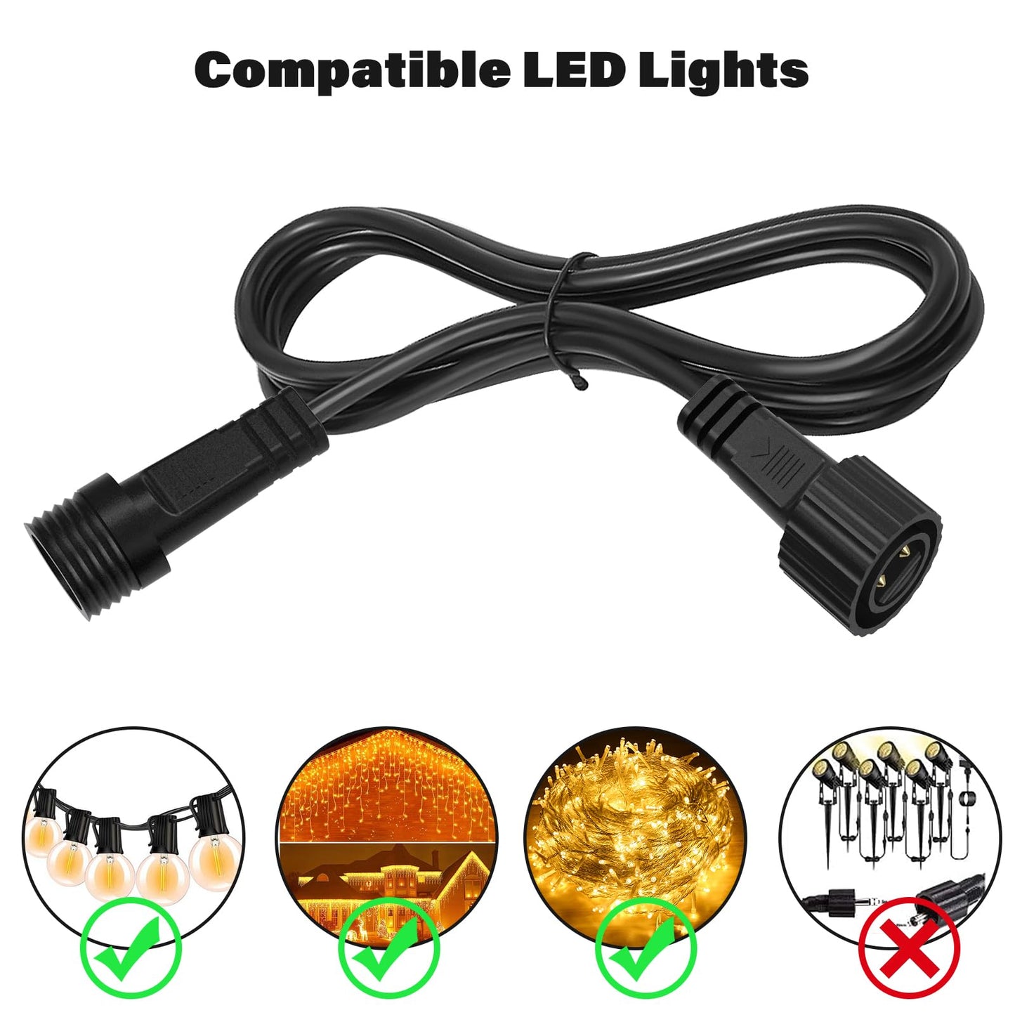 FFZZKJ 16.4Ft/5M Extension Cable for Christmas String Lights IP68 Waterproof Extension Lead 24AWG Extension Cord for Outdoor Solar String Lights, Indoor String Lights, 2 Pin