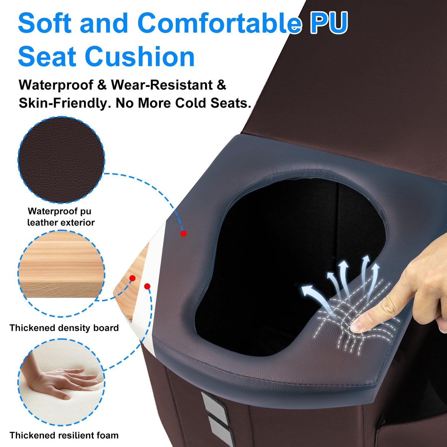 Brarvagur Upgrade XXL Portable Toilet Camping for Adults,17.5" Foldable Camping Toilet Portable, Portative Travel Toilet with Night Sensor Light,Aroma Patch,Handbag for Hiking, Car, Boat, Tent (Back)