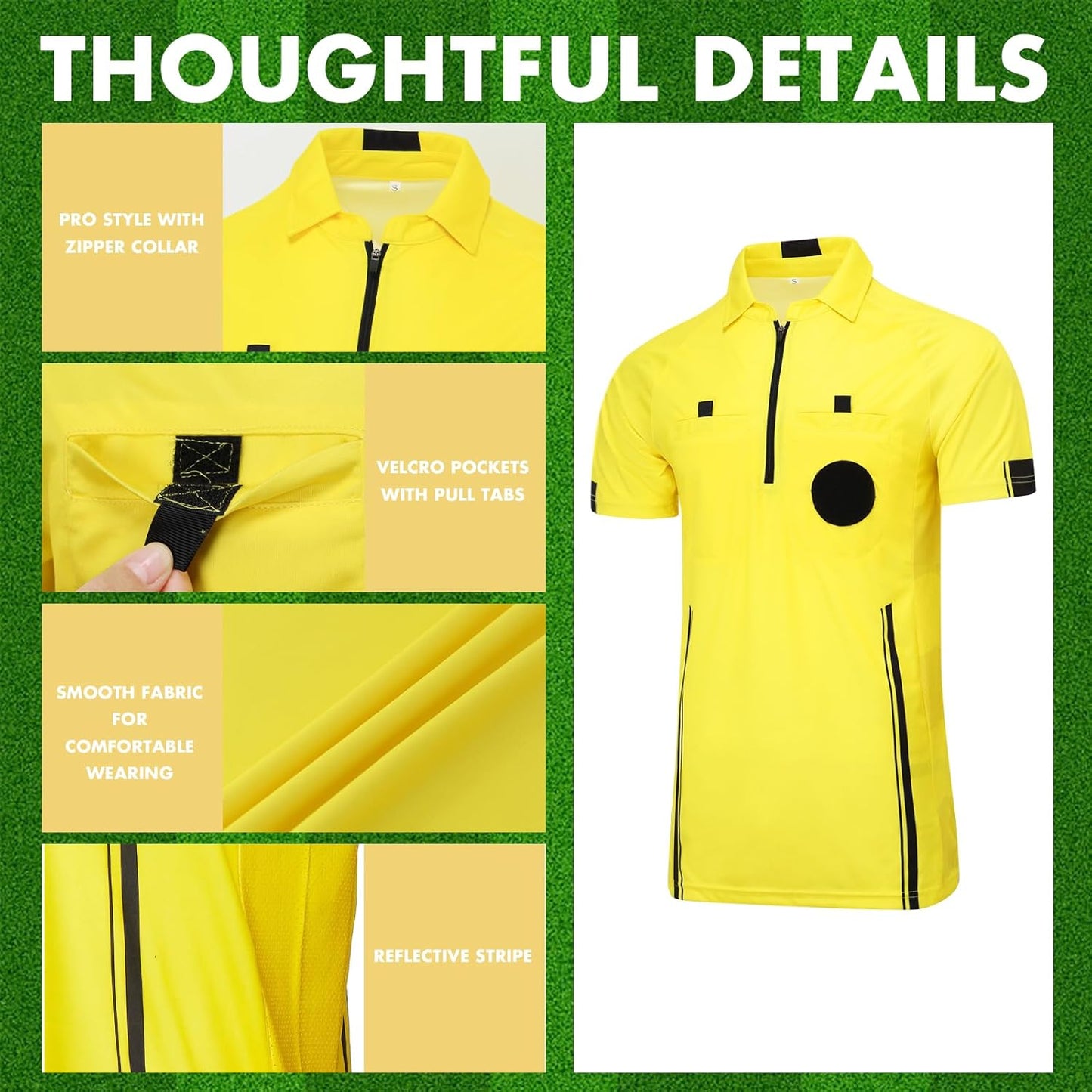 VKT Soccer Referee Shirt - Official Short Sleeve Jersey Kit for Men & Women | Perfect Halloween Costume