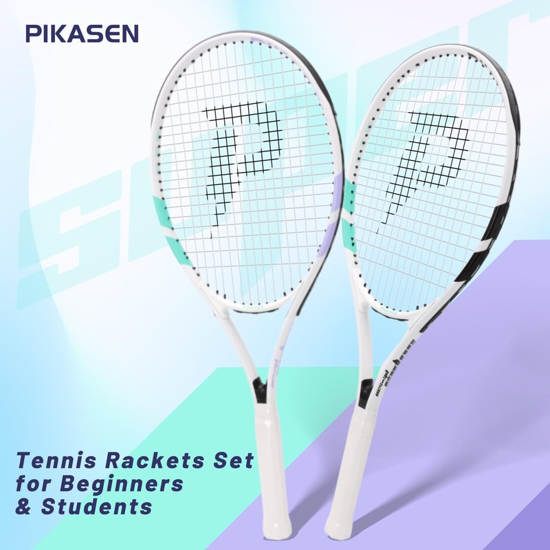 PIKASEN 27 Inch Tennis Rackets for Adult Recreational 2 Players Tennis Rackets Set with 2 Overgrips and 1 Tennis Bag. Perfect for Beginners and Students Training