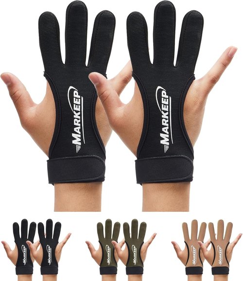 MARKEEP Archery Gloves - 3-Finger Leather Shooting Guard for Youth & Adults | Protective Gear for Archery