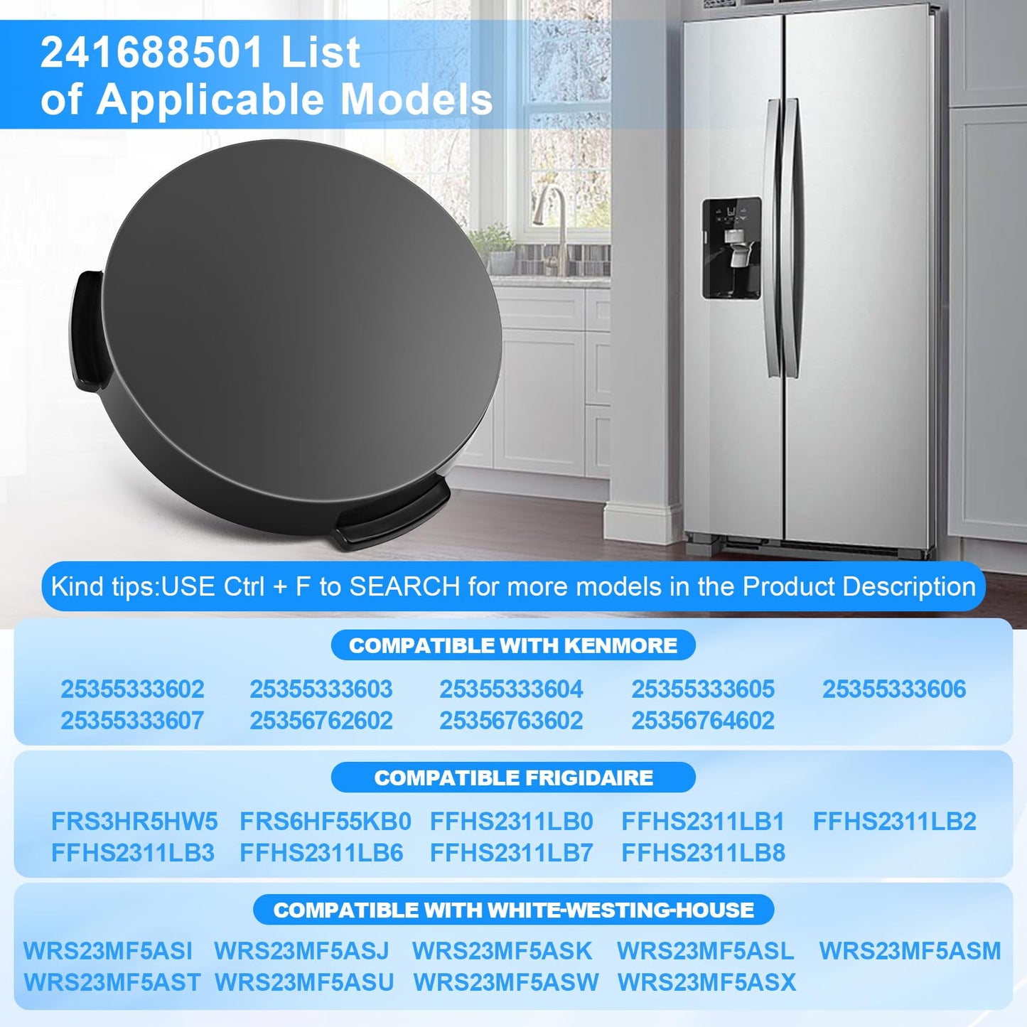 241688501 Refrigerator Dispenser Door Center Flap, Compatible With Frigidaire Kenmore Dispenser Door Flap, Ice Door Center Part Numbers AP3965571 1196689 5304421624 7241688501 AH1526427