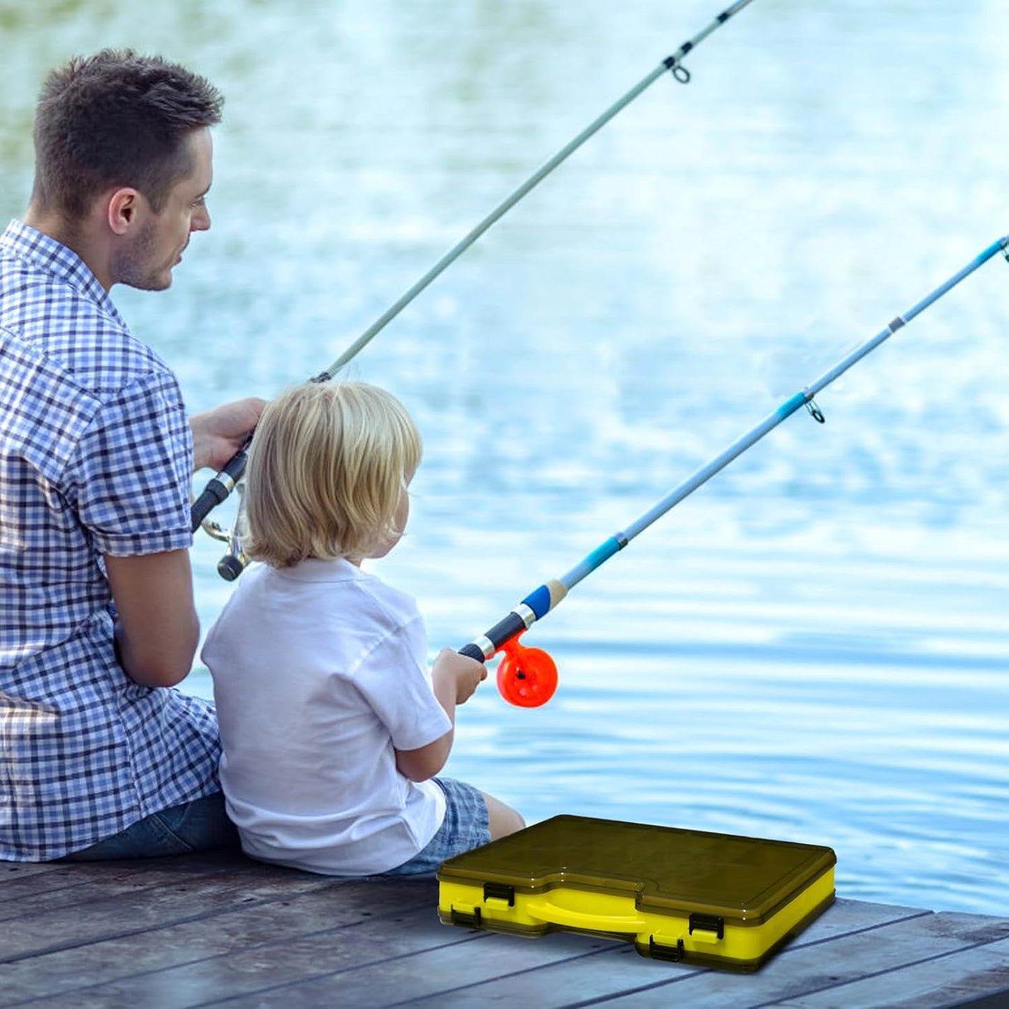 Skiennix Fishing Tackle Box - Waterproof Organizer with Removable Dividers for Bait Storage