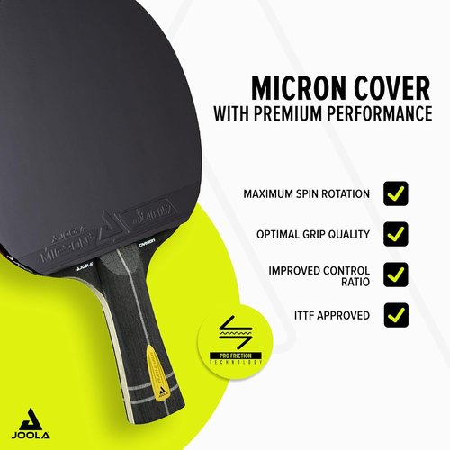 JOOLA Infinity Carbon Ping Pong Paddle - Ergonomic Grip & ITTF Approved Rubbers - Advanced Control & Speed