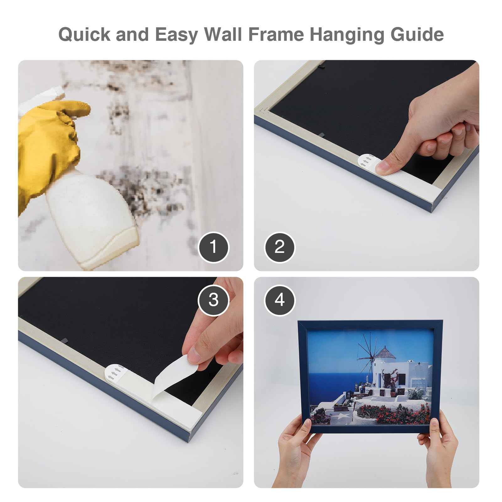 Large Picture Hanging Strips Heavy Duty, 32-Pairs(64 Strips) Sticky Picture Hangers for Walls No Damage Wall Picture Hangers Without Nails Refill Adhesive Poster Strips