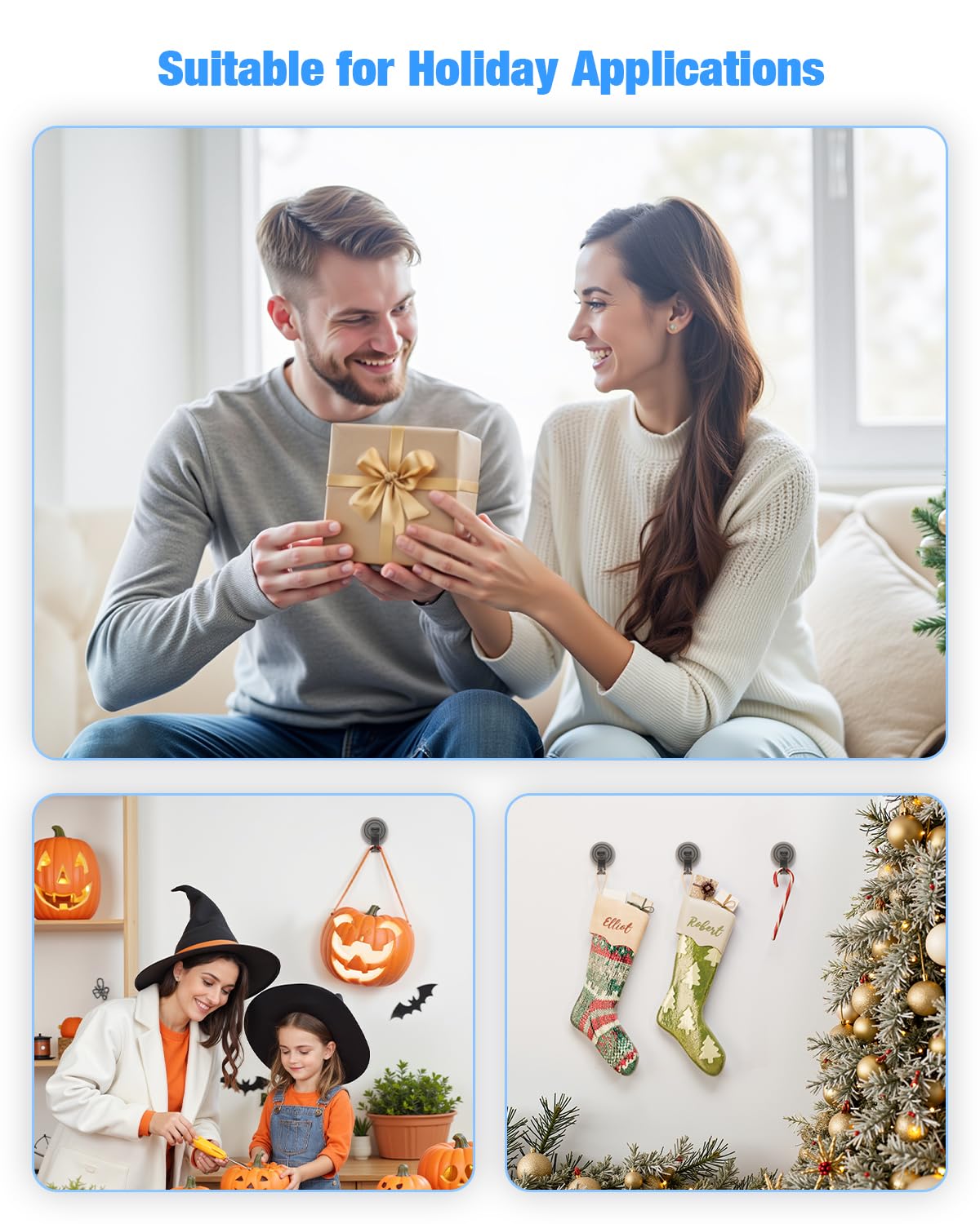 JOTPE Shower Hooks Suction Cup, Heavy Duty Suction Cup Nano Gel Hooks Waterproof for Shower, Bathroom, Glass, Door, Windows, Kitchen Hanging up to 11lbs on Smooth Surface, Easy to Install and Remove