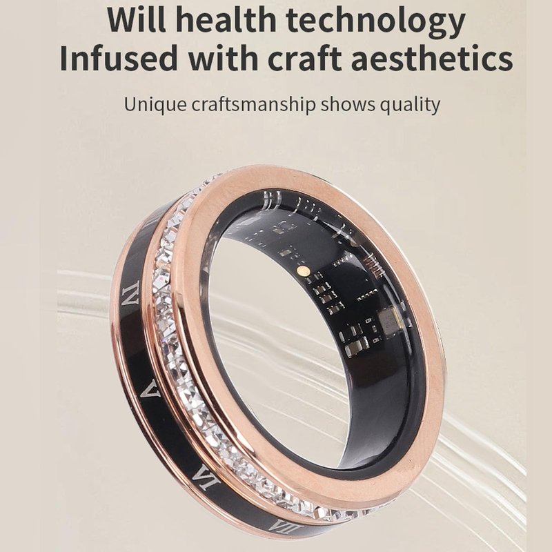 Yunir Smart Ring,Water Proof Fitness Ti Steel Roman Numerals Smart Ring Health Tracker,Smart Ring Health Tracker Men (10)
