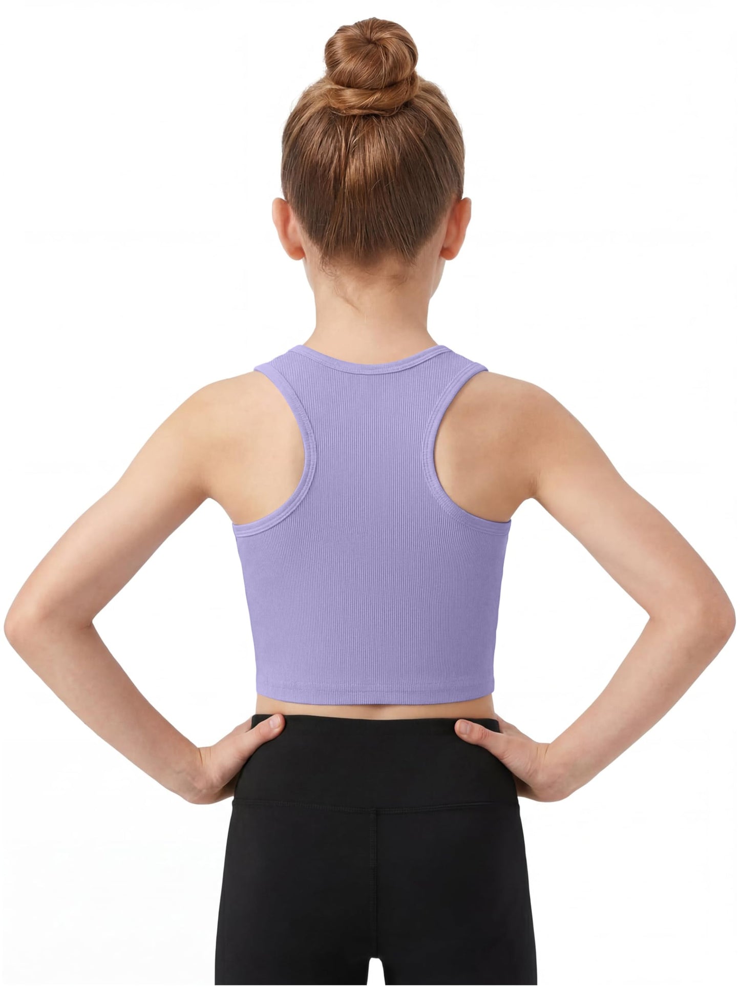 Resinta Girls Tank Tops Kids Athletic Ribbed Knit Casual Sleeveless Crop Tops for Dance Yoga Gym 5-14Y Purple
