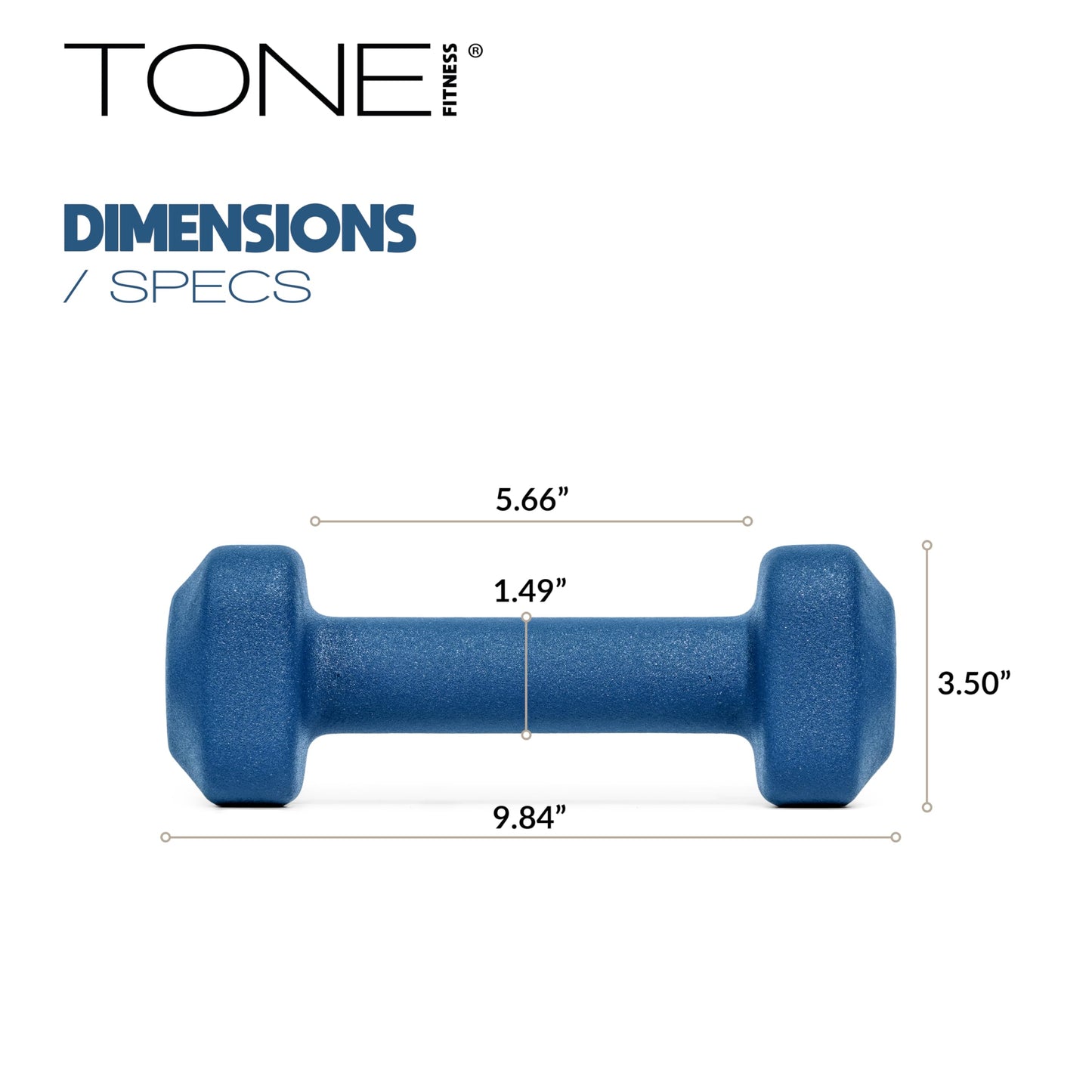 Tone Fitness 10 lb Neoprene Dumbbell Pair for Home Workouts – Non-Slip Design - Beige