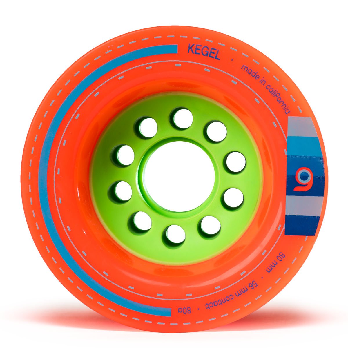 Orangatang Kegel 80 mm 80a Downhill Longboard Skateboard Cruising Wheels (Orange, Set of 4)