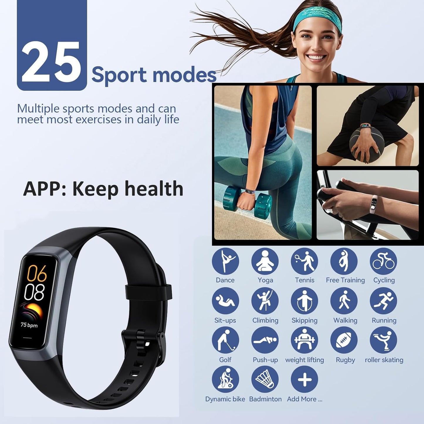 Skiennix Fitness Tracker Watch - AMOLED Display, Heart Rate & Blood Pressure Monitor | 25 Sports Modes, Slim Design